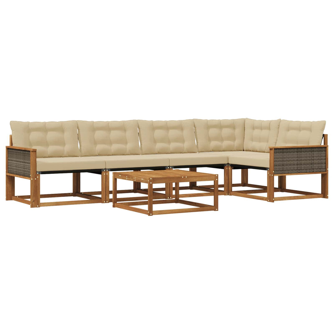 Udendørs sofagruppe med pude 6 pcs Naturlig og Beige