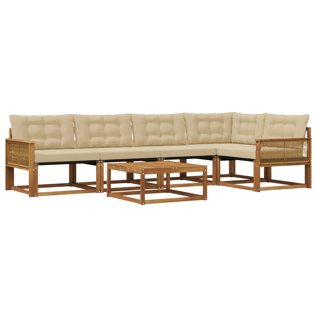 Udendørs sofagruppe med pude 6 pcs Naturlig og Beige