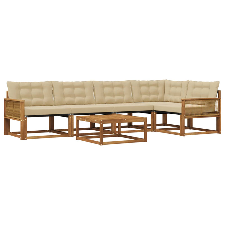 Udendørs sofagruppe med pude 6 pcs Naturlig og Beige