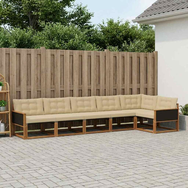 Udendørs sofagruppe med pude 6 pcs Naturlig og Beige