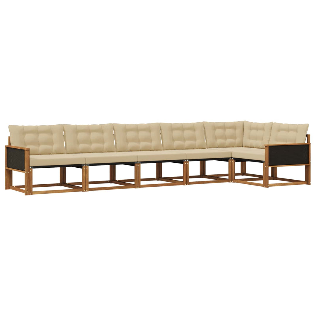 Udendørs sofagruppe med pude 6 pcs Naturlig og Beige