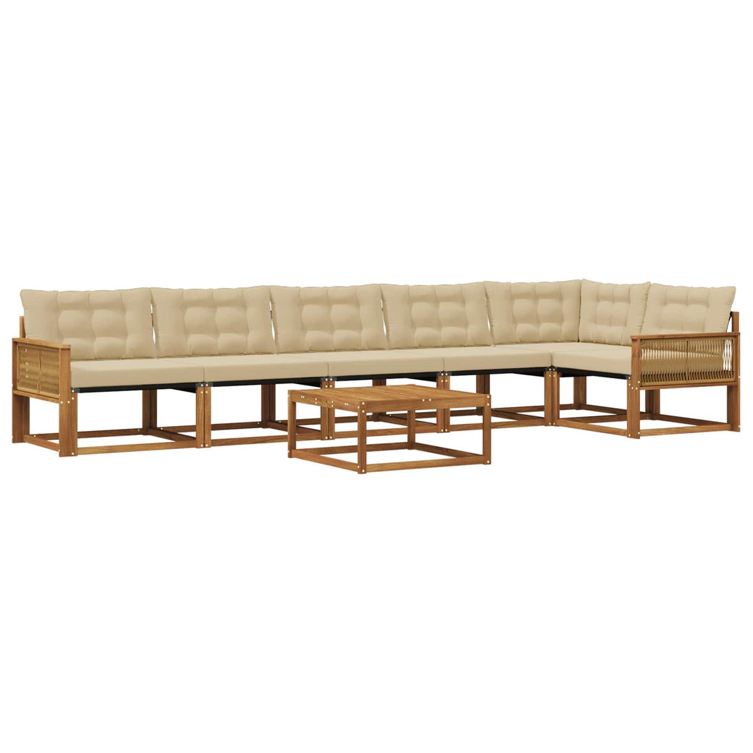 Udendørs sofagruppe med pude 7 pcs Naturlig og Beige