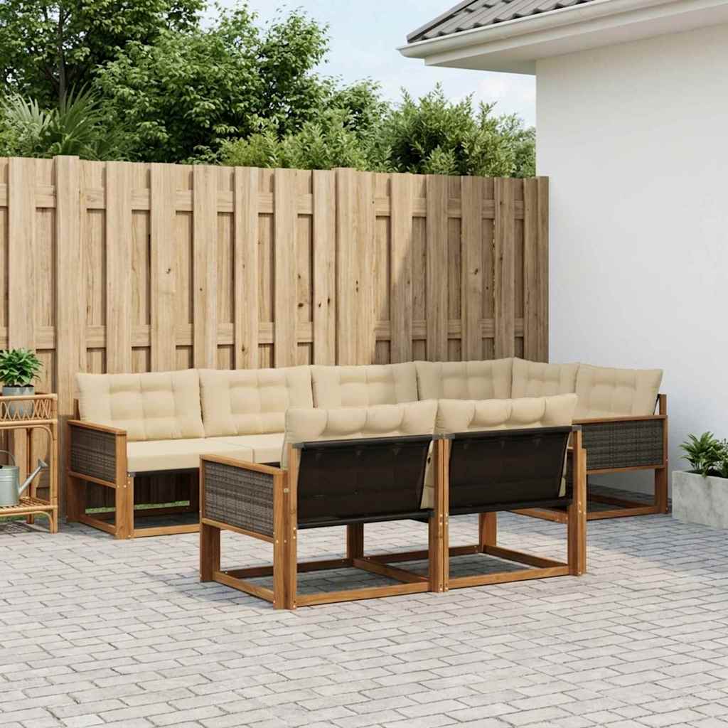 Udendørs sofagruppe 7 stk. Naturlig og Beige