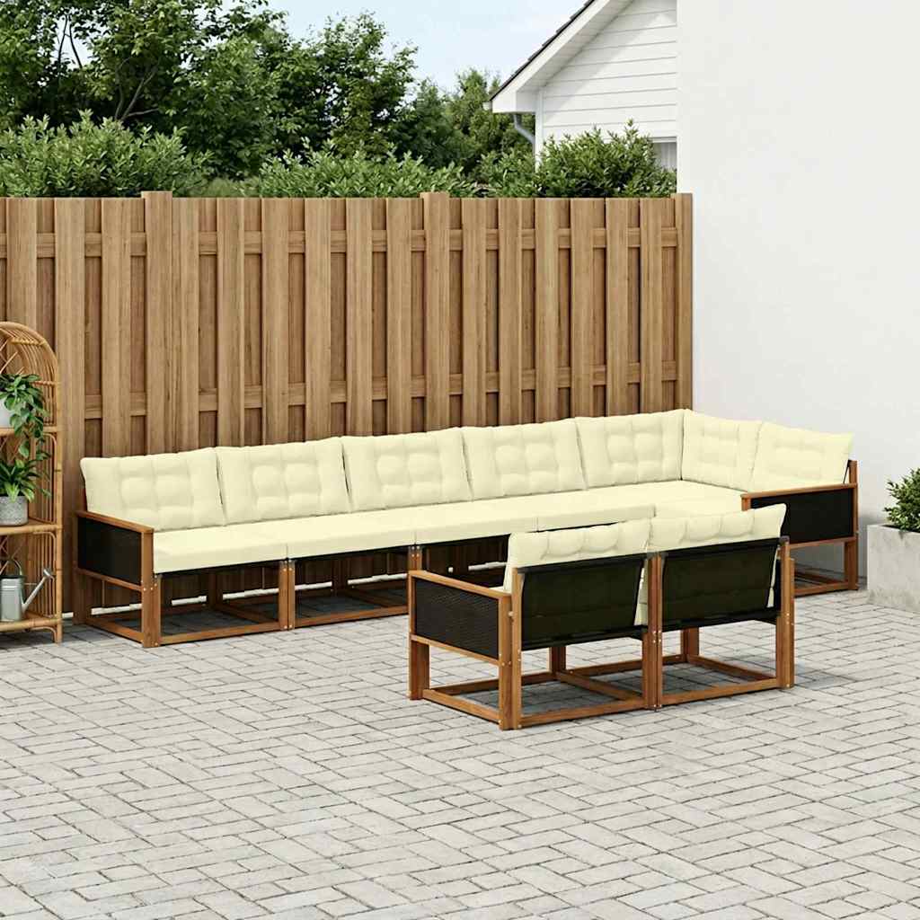 Udendørs sofagruppe med pude 8 pcs Naturlig og Fløde