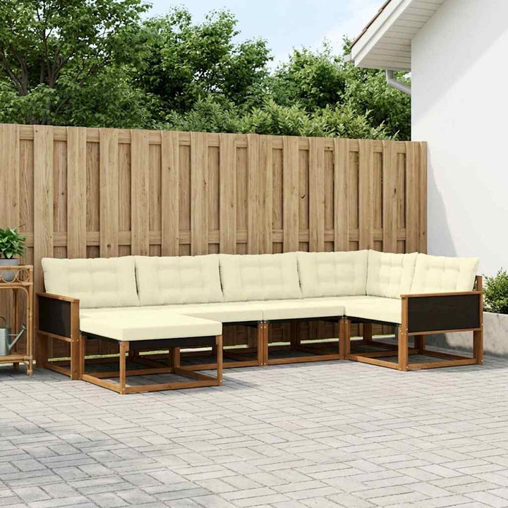 Udendørs sofagruppe med pude 6 pcs Naturlig og Fløde