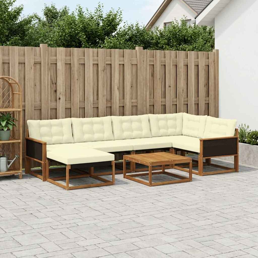 Udendørs sofagruppe 7 pcs Naturlig og Fløde Massivt Akacietræ