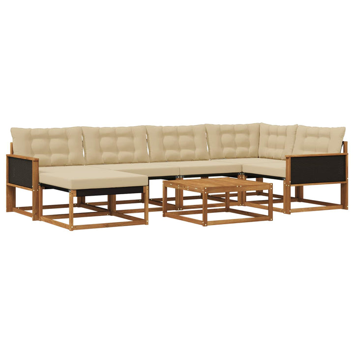Udendørs sofagruppe 7 pcs Naturlig og Beige Massivt Akacietræ
