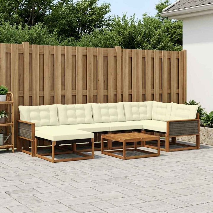 Udendørs sofagruppe 7 pcs Naturlig og Fløde Massivt Akacietræ