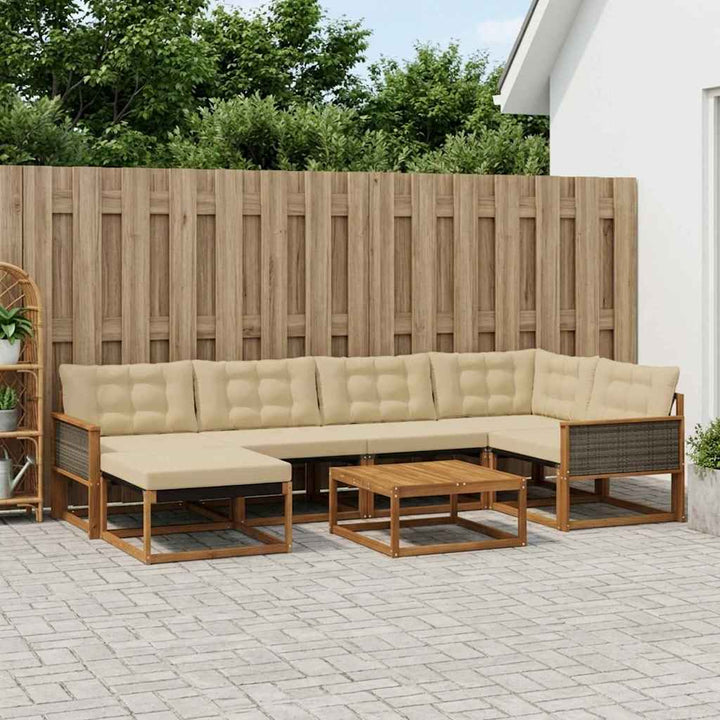 Udendørs sofagruppe 7 pcs Naturlig og Beige Massivt Akacietræ