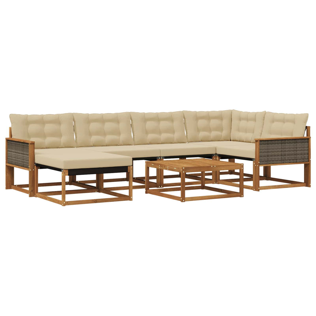 Udendørs sofagruppe 7 pcs Naturlig og Beige Massivt Akacietræ