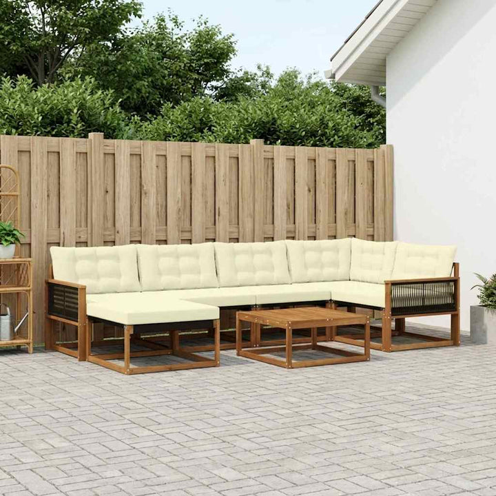 Udendørs sofagruppe 7 pcs Naturlig og Fløde Massivt Akacietræ