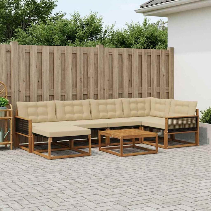 Udendørs sofagruppe 7 pcs Naturlig og Beige Massivt Akacietræ