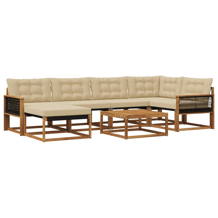 Udendørs sofagruppe 7 pcs Naturlig og Beige Massivt Akacietræ