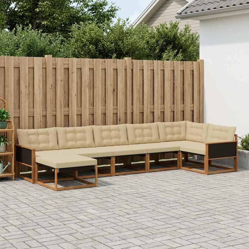Udendørs sofagruppe 7 stk. Naturlig og Beige Massivt Akacietræ