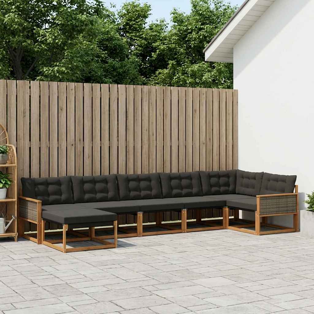 Udendørs sofagruppe 7 stk. Naturfarvet og sort