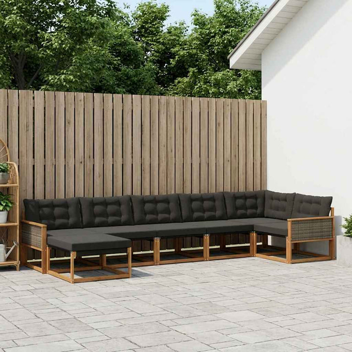 Udendørs sofagruppe 7 stk. Naturfarvet og sort
