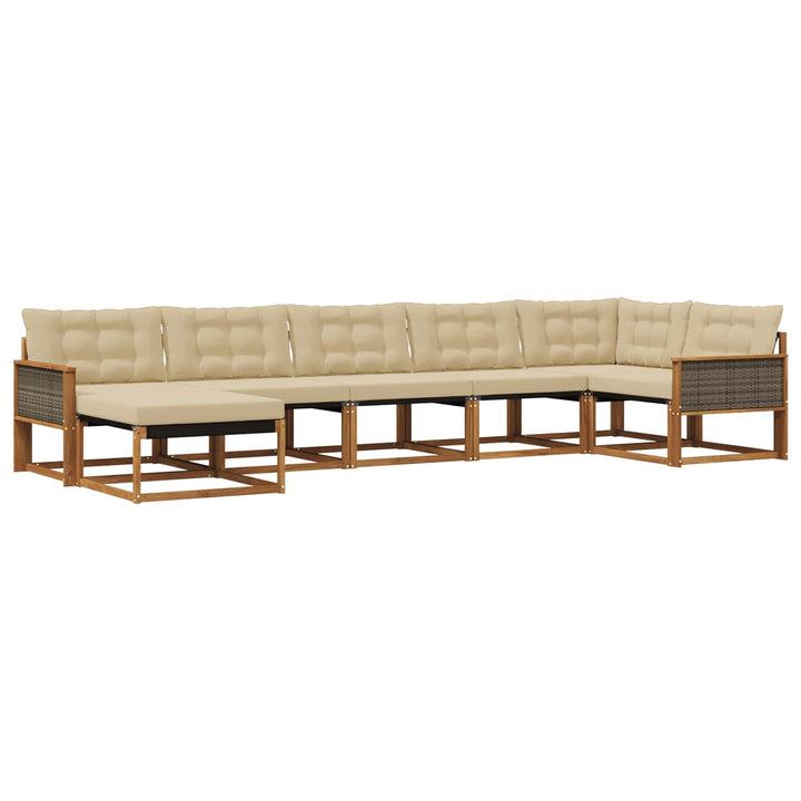 Udendørs sofagruppe med pude 7 pcs Naturlig og Beige