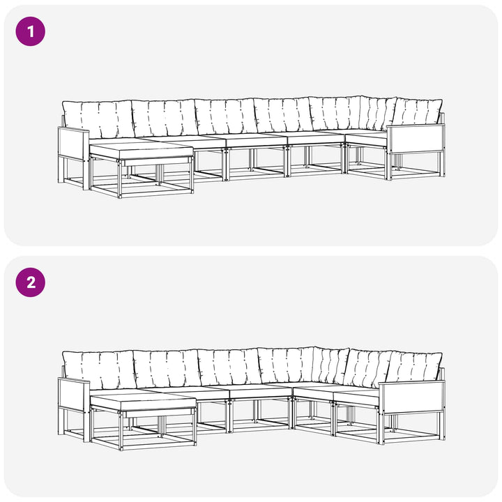 Udendørs sofagruppe med pude 7 pcs Naturlig og Beige