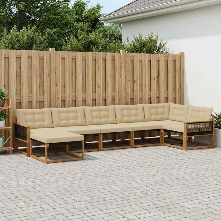Udendørs sofagruppe 7 stk. Naturlig og Beige Massivt Akacietræ