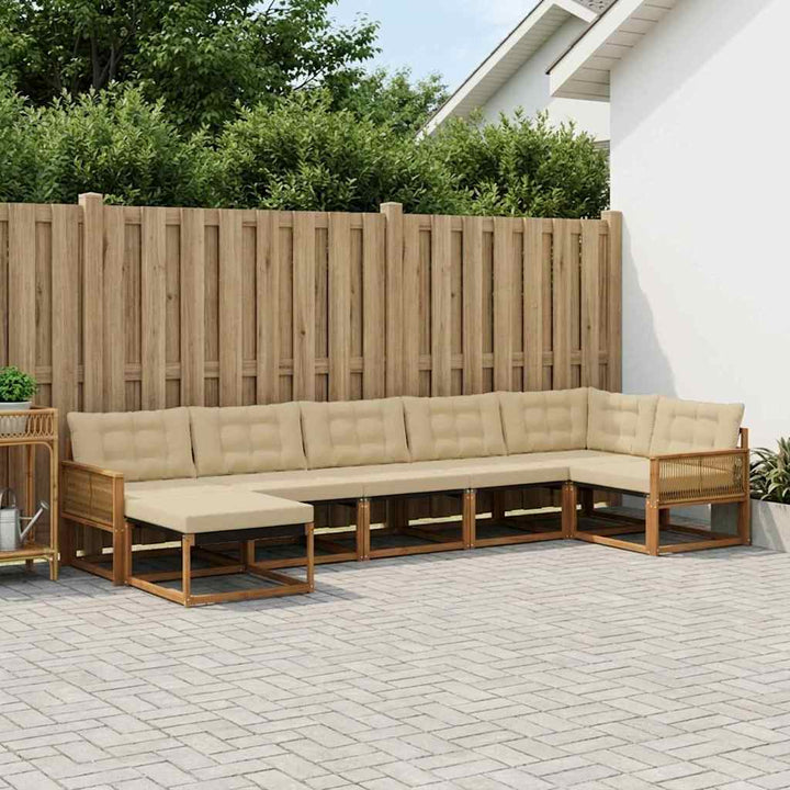 Udendørs sofagruppe 7 stk. Naturlig og Beige Massivt Akacietræ