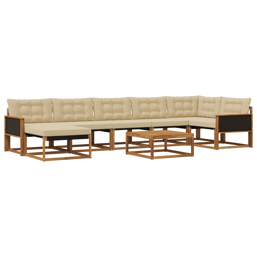 Udendørs sofagruppe 8 pcs Naturlig og Beige Massivt Akacietræ