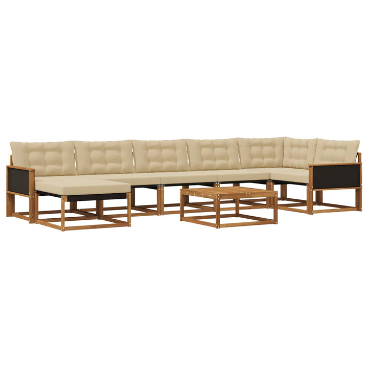 Udendørs sofagruppe 8 pcs Naturlig og Beige Massivt Akacietræ