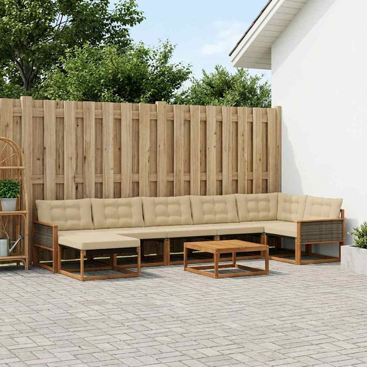 Udendørs sofagruppe 8 pcs Naturlig og Beige Massivt Akacietræ