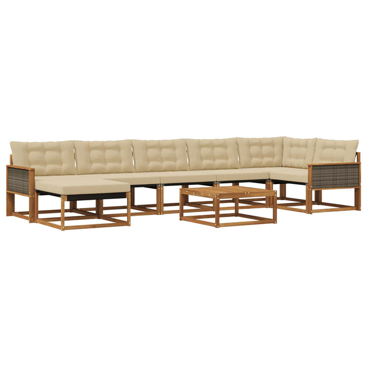 Udendørs sofagruppe 8 pcs Naturlig og Beige Massivt Akacietræ