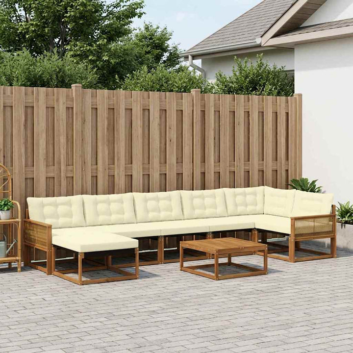 Udendørs sofagruppe 8 pcs Naturlig og Fløde Massivt Akacietræ