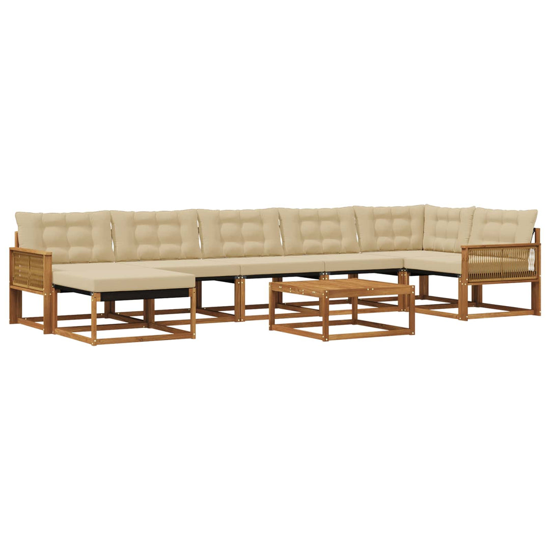 Udendørs sofagruppe 8 pcs Naturlig og Beige Massivt Akacietræ