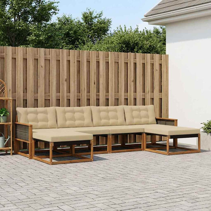 Udendørs sofagruppe 6 stk. Naturlig og Beige
