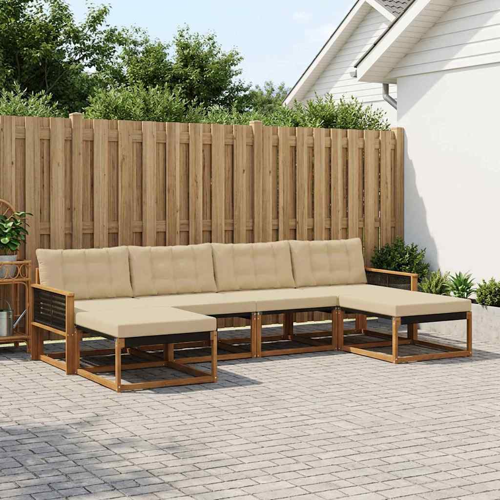 Udendørs sofagruppe 6 stk. Naturlig og Beige