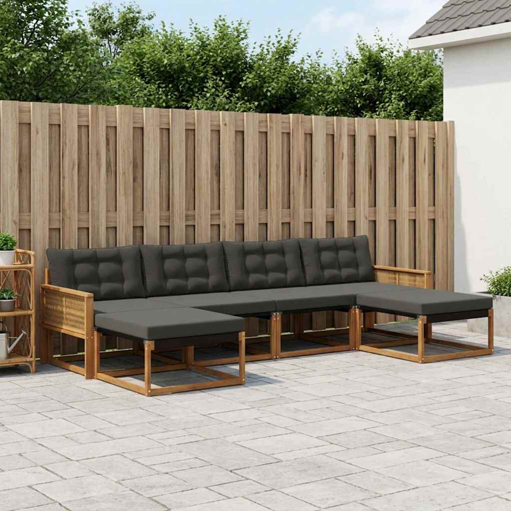 Udendørs sofagruppe 6 stk. Naturfarvet og sort