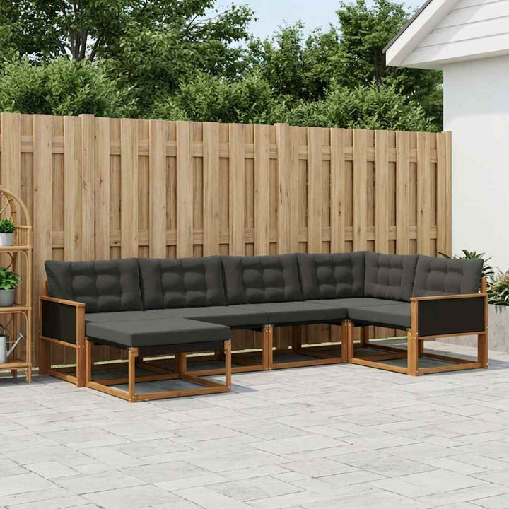 Udendørs sofagruppe med pude 8 pcs Naturfarvet og sort