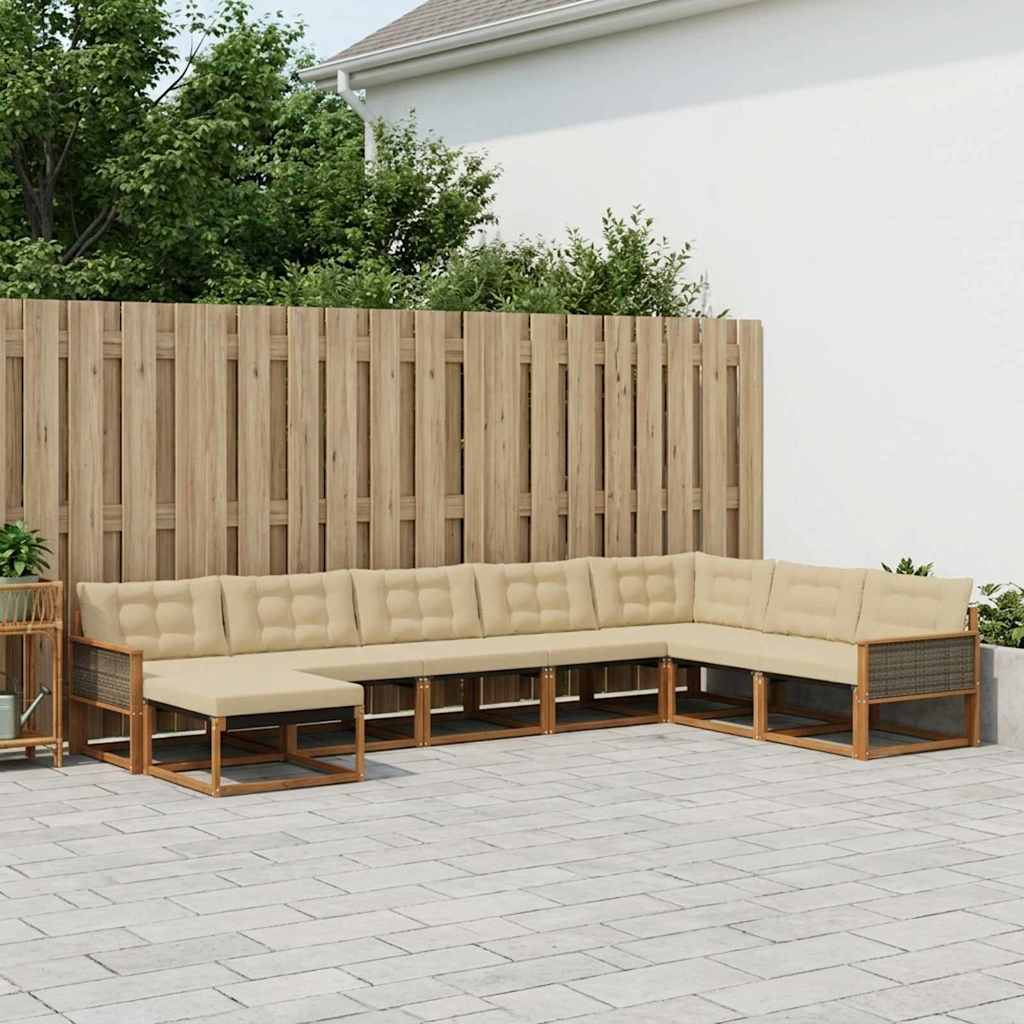 Udendørs sofagruppe med pude 8 pcs Naturlig og Beige
