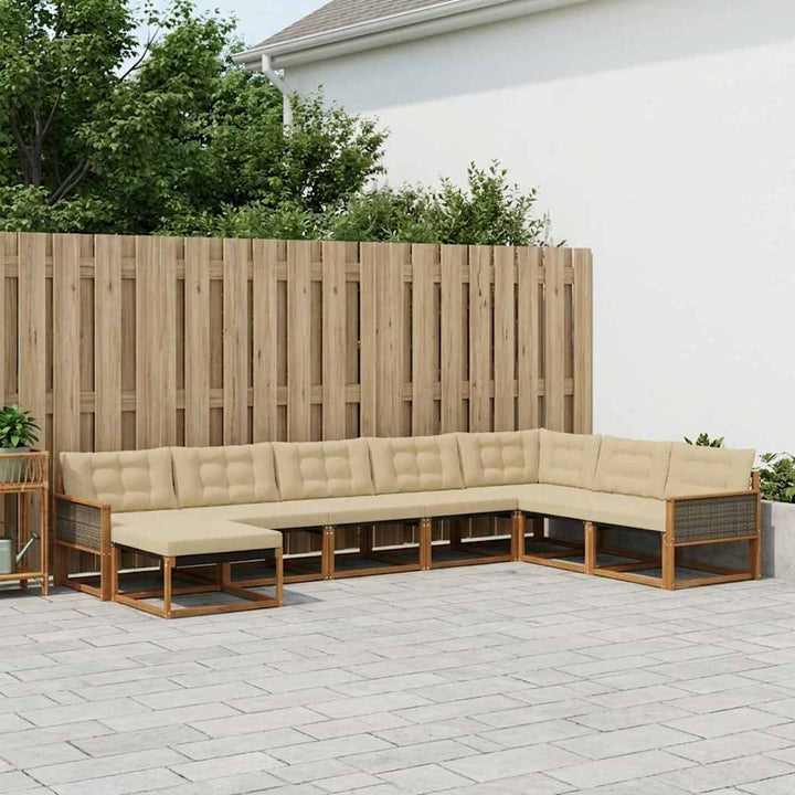 Udendørs sofagruppe med pude 8 pcs Naturlig og Beige