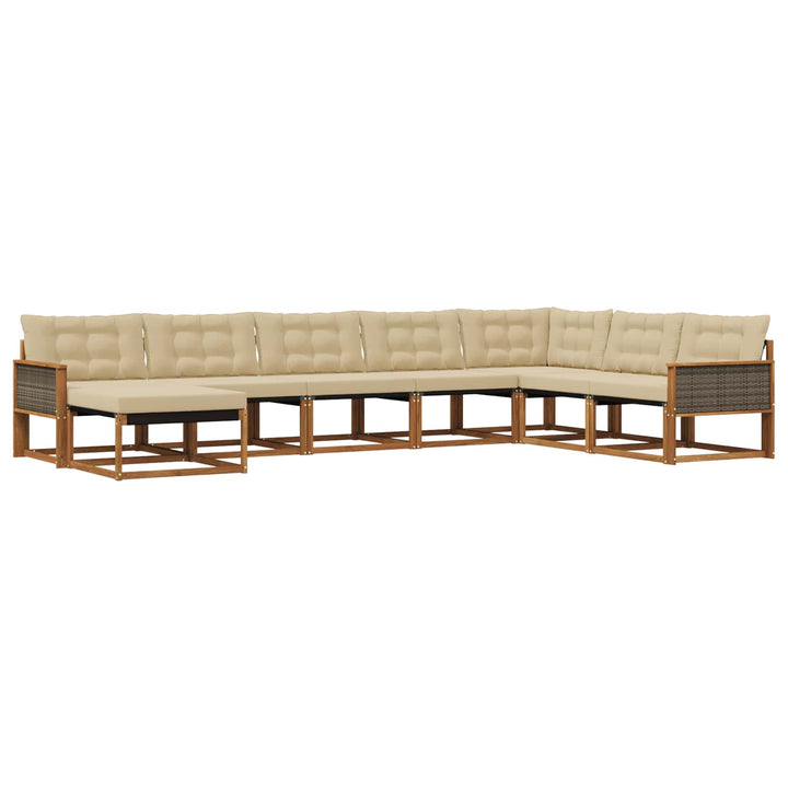 Udendørs sofagruppe med pude 8 pcs Naturlig og Beige