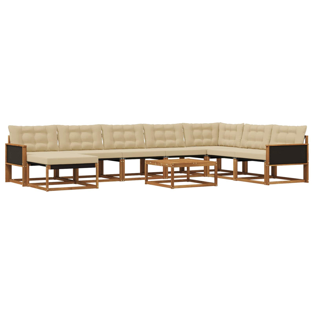 Udendørs sofagruppe 9 pcs Naturlig og Beige Massivt Akacietræ