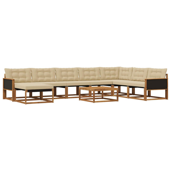 Udendørs sofagruppe 9 pcs Naturlig og Beige Massivt Akacietræ