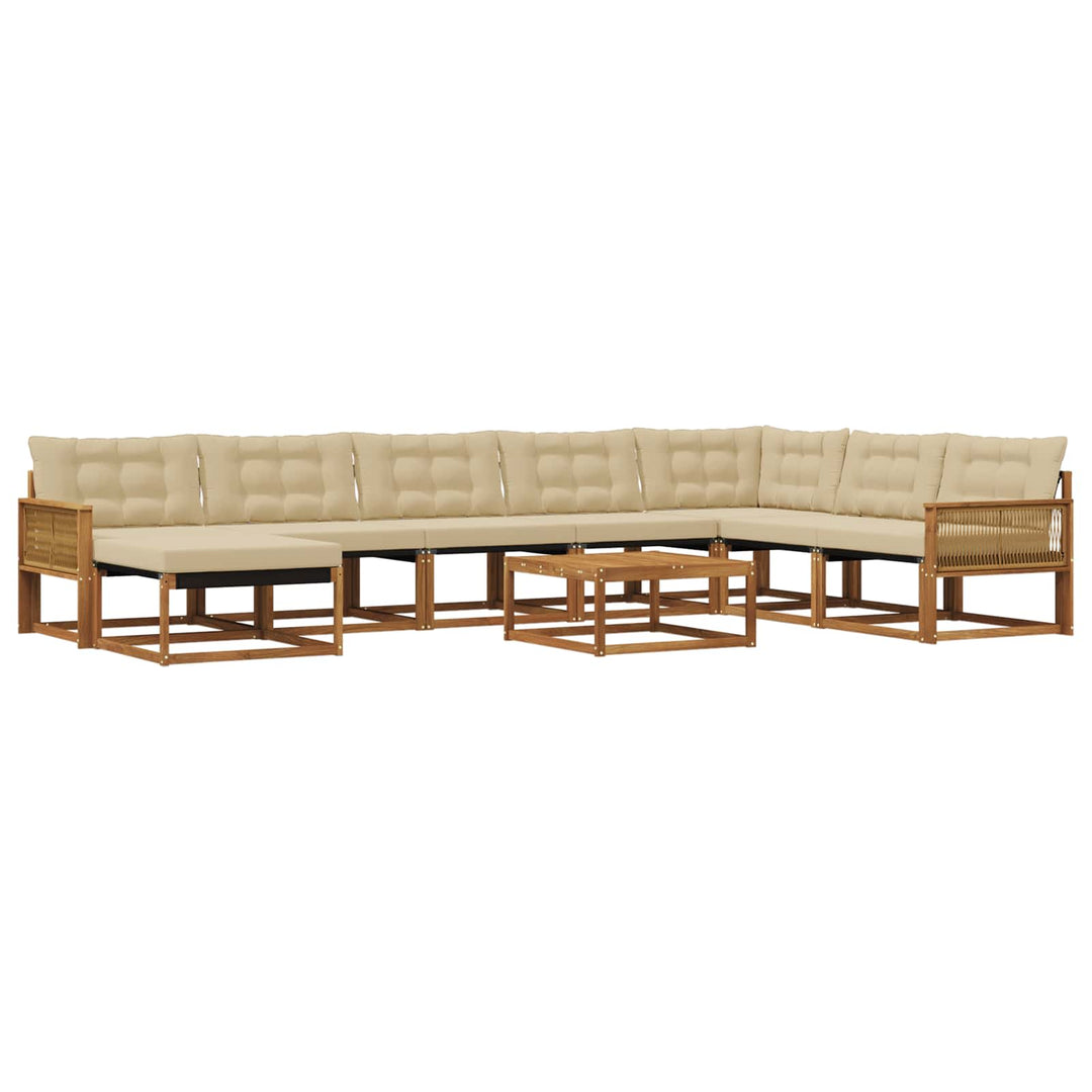 Udendørs sofagruppe 9 pcs Naturlig og Beige Massivt Akacietræ