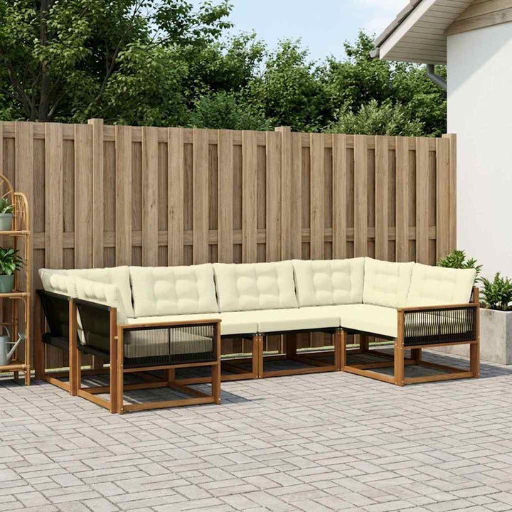 Udendørs sofagruppe med pude 6 pcs Naturlig og Fløde