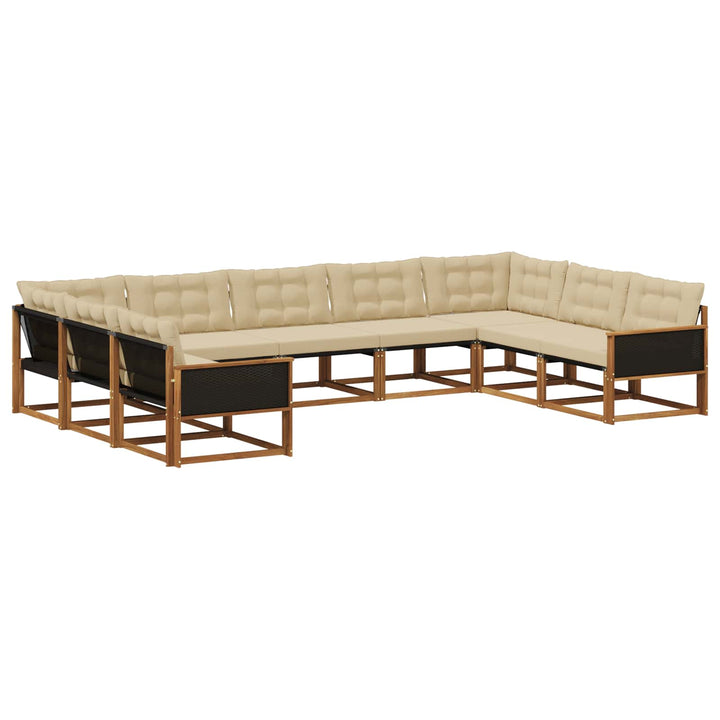 Udendørs sofagruppe med pude 9 pcs Naturlig og Beige