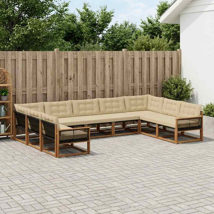 Udendørs sofagruppe med pude 9 pcs Naturlig og Beige
