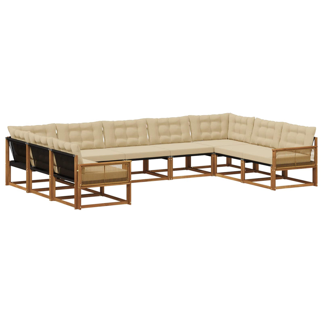 Udendørs sofagruppe med pude 9 pcs Naturlig og Beige