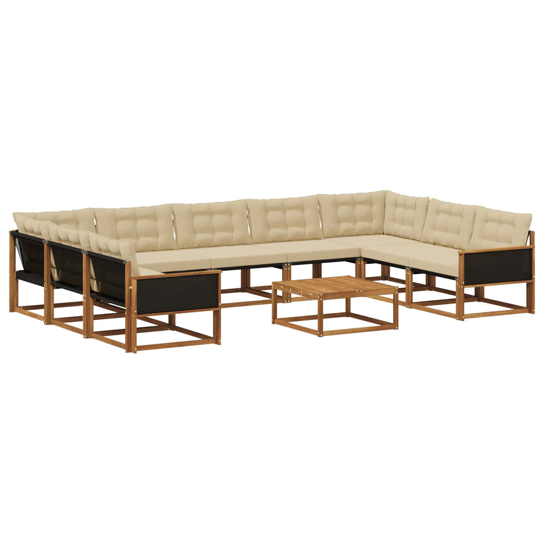 Udendørs sofagruppe med pude 10 pcs Naturlig og Beige