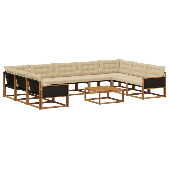 Udendørs sofagruppe med pude 10 pcs Naturlig og Beige