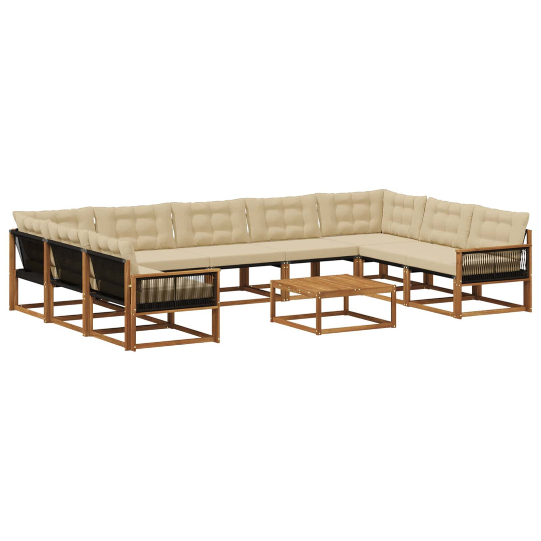 Udendørs sofagruppe med pude 10 pcs Naturlig og Beige