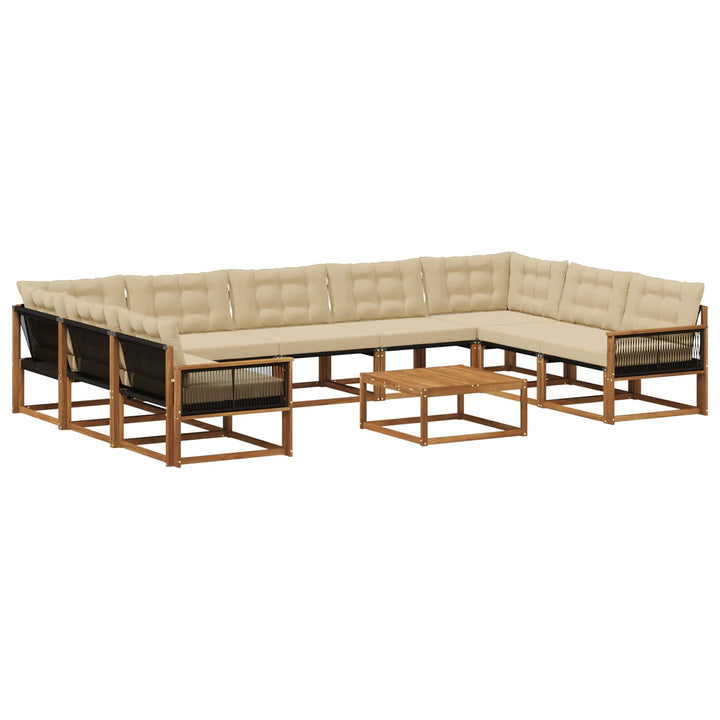 Udendørs sofagruppe med pude 10 pcs Naturlig og Beige