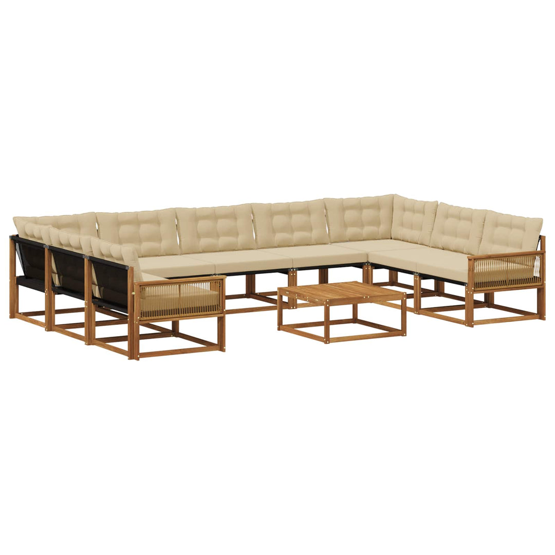 Udendørs sofagruppe med pude 10 pcs Naturlig og Beige