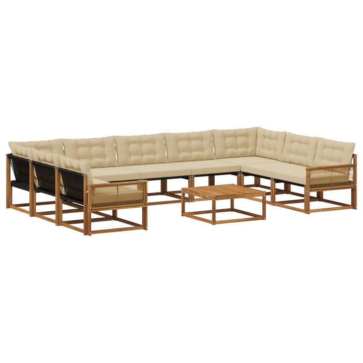 Udendørs sofagruppe med pude 10 pcs Naturlig og Beige